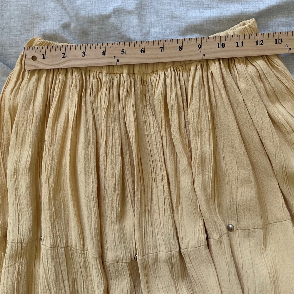 Stonebridge Tan Crinkle Tiered Maxi Skirt Silver Studded Boho Western Small - Picture 6 of 7